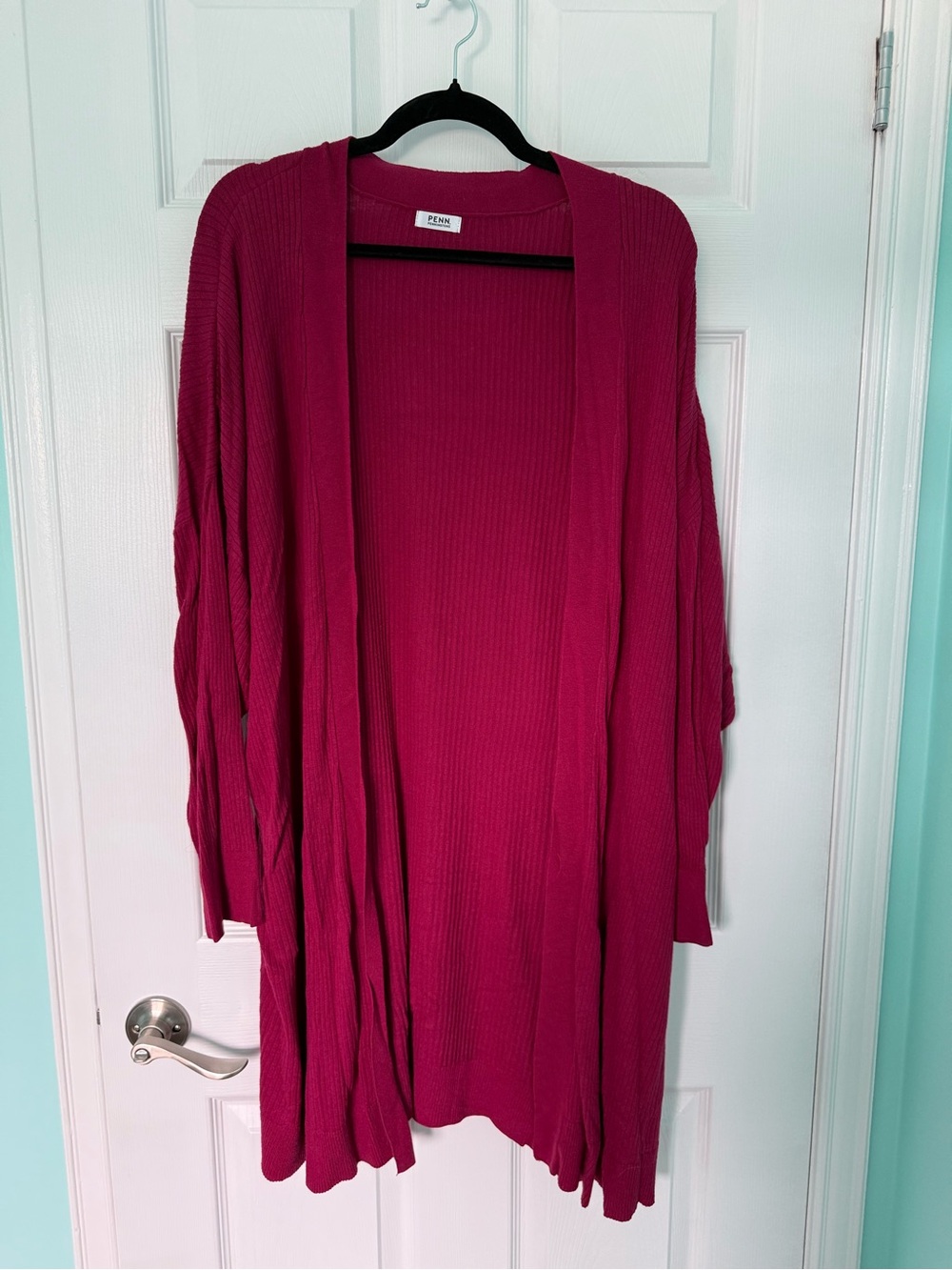 Penningtons Deep Raspberry Open-Front Ribbed Cardigan